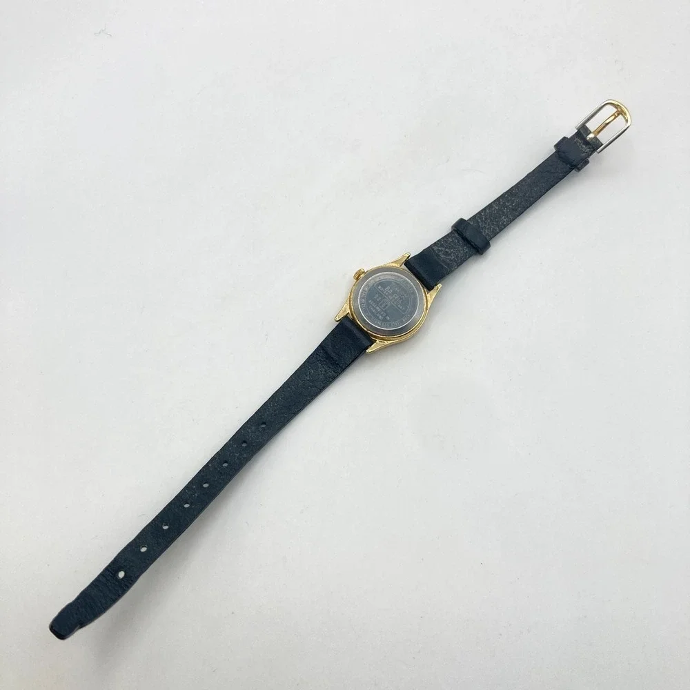Vintage Timex Womens Watch 22mm Gold Tone Linen Dial Date New Battery SMALL 7.5